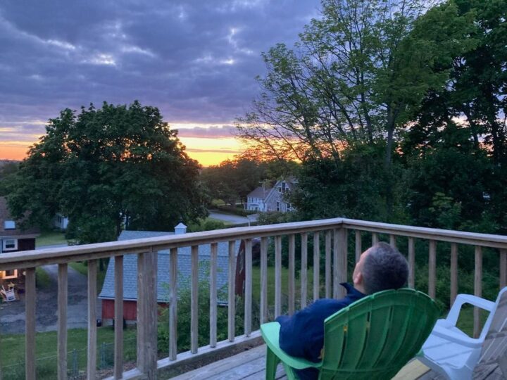 Relaxing with a beautiful sunset view.