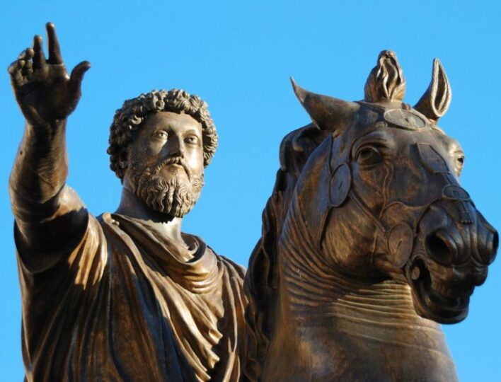 Statue of Marcus Aurelius on horse.