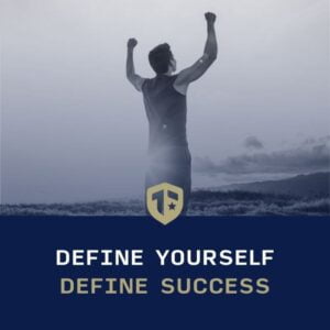 1710504003497 Define yourself. Define success. Logo on a photo of a runner with arms raised to the sky.