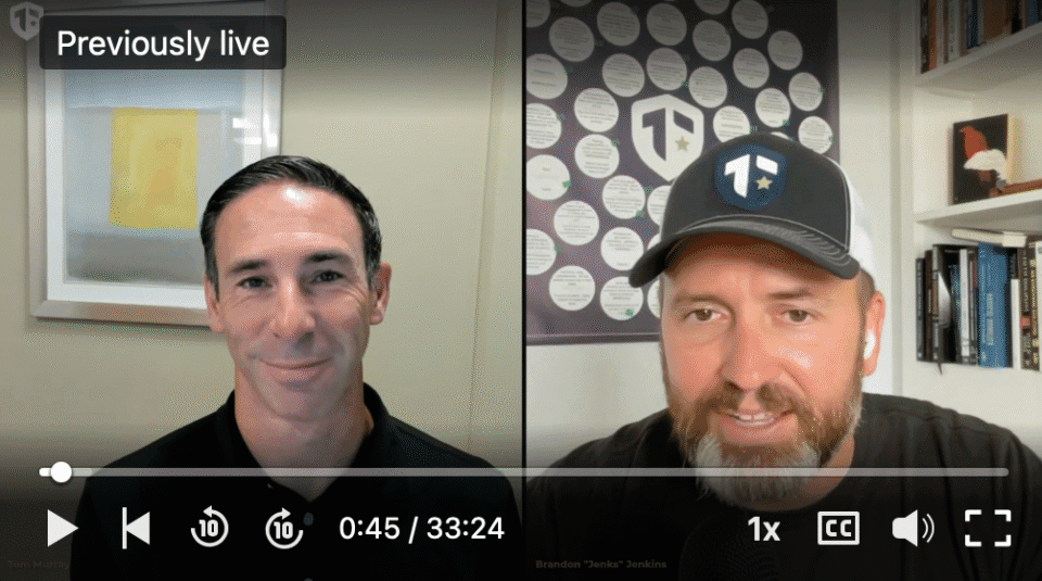 Coaches Brandon Jenkins and Tom Murray are shown in this video clip from Leadership Ready Room chats.