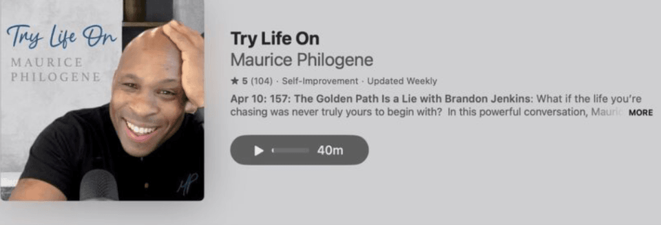Image shows the link to the Try Life On podcast, where Brandon Jenkins is a guest on this episode. 