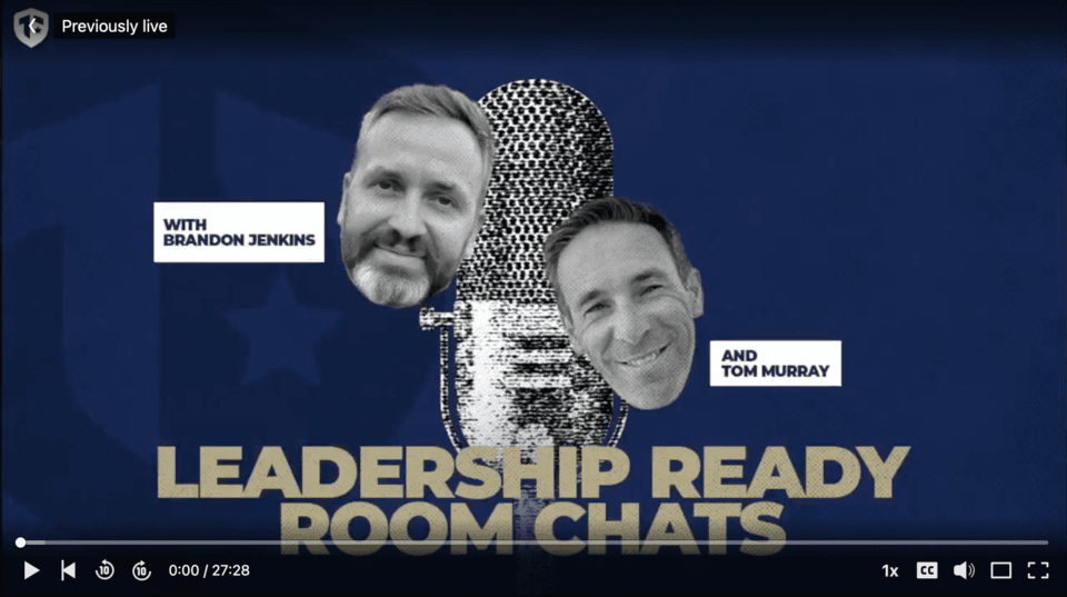 Coaches Brandon Jenkins and Tom Murray are pictured on the title screen to their weekly Leadership Ready Room Chats.