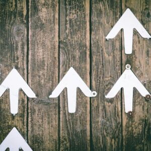 jungwoo-hong-cYUMaCqMYvI-unsplash White arrows pointing up on a wood background. Author Brandon Jenkins writes about growth.