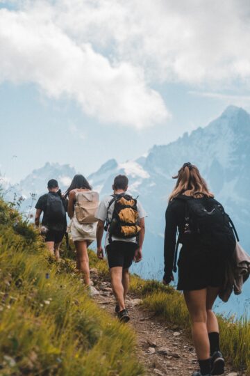 Leader with hiking group